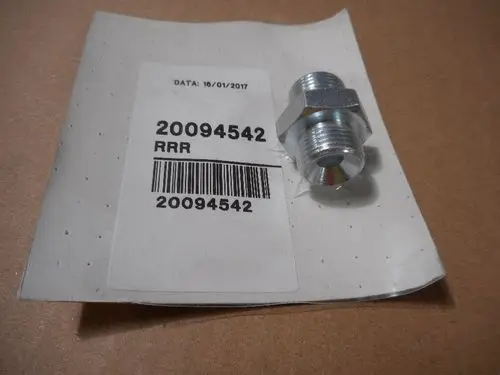 Silberner Metallnippel auf einem beschrifteten Etikett, das die Artikelnummer 20094542 und das Datum 16/01/2017 enthält. Hersteller ist Remeha.